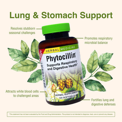 Herbs Etc. Phytocillin - Respiratory & Digestive Health Support Supplement - Herbal Formula to Support Digestion - Support Healthy Breathing - 120 Softgels (120 Servings) Herbs Etc.Buy Supplements Australia