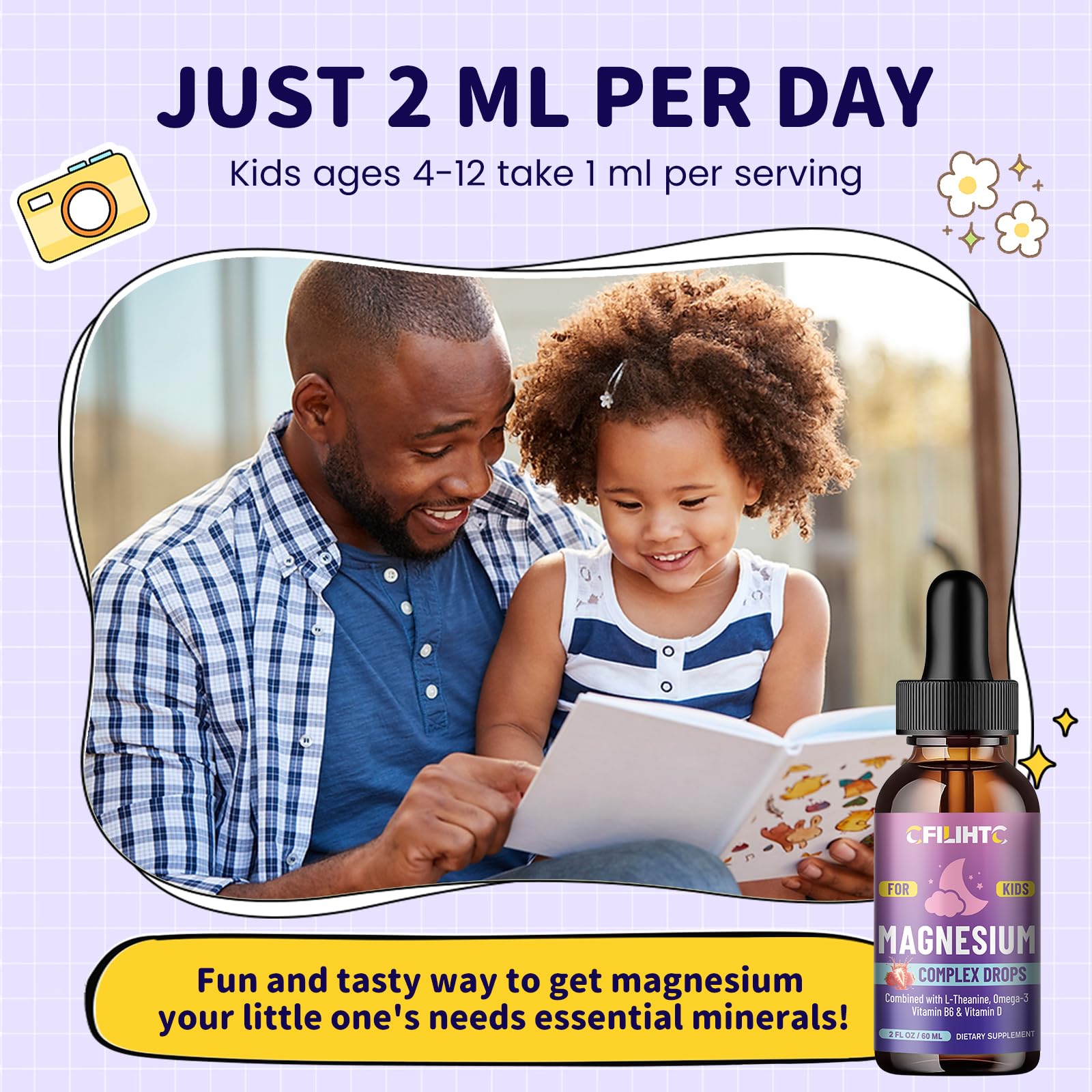 Kids Magnesium Liquid Drops-Magnesium Glycinate Liquid for Kids Supplement-w/L-theanine, Omega-3, Vitamin B6, D3 - for Sleep, Relaxation, Brain, Bones - 4 Fl Oz Children's Calm CFILIHTCBuy Supplements Australia