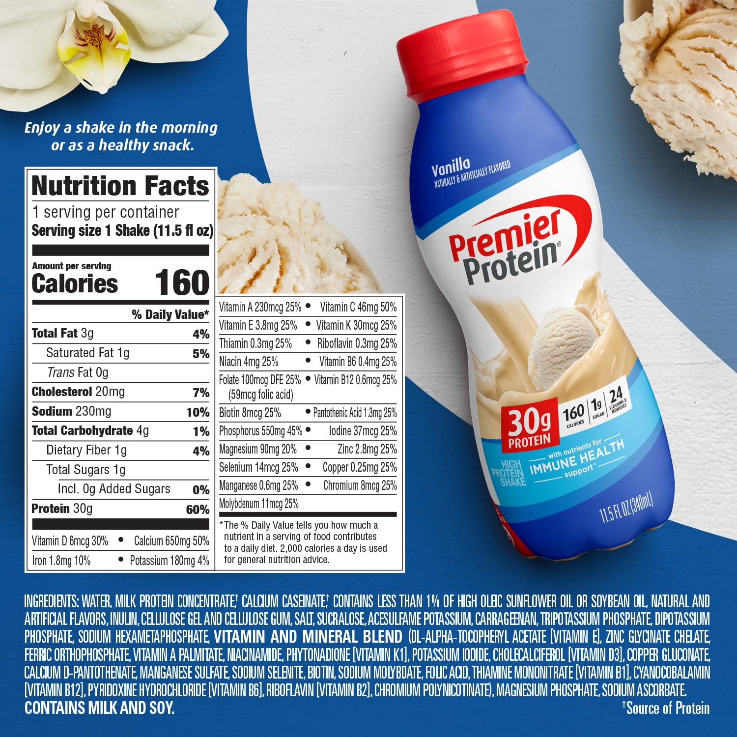 Premier Protein Shake Bottle, Vanilla, Liquid, Powder, keto, 30g Protein, 1g Sugar Premier ProteinBuy Supplements Australia