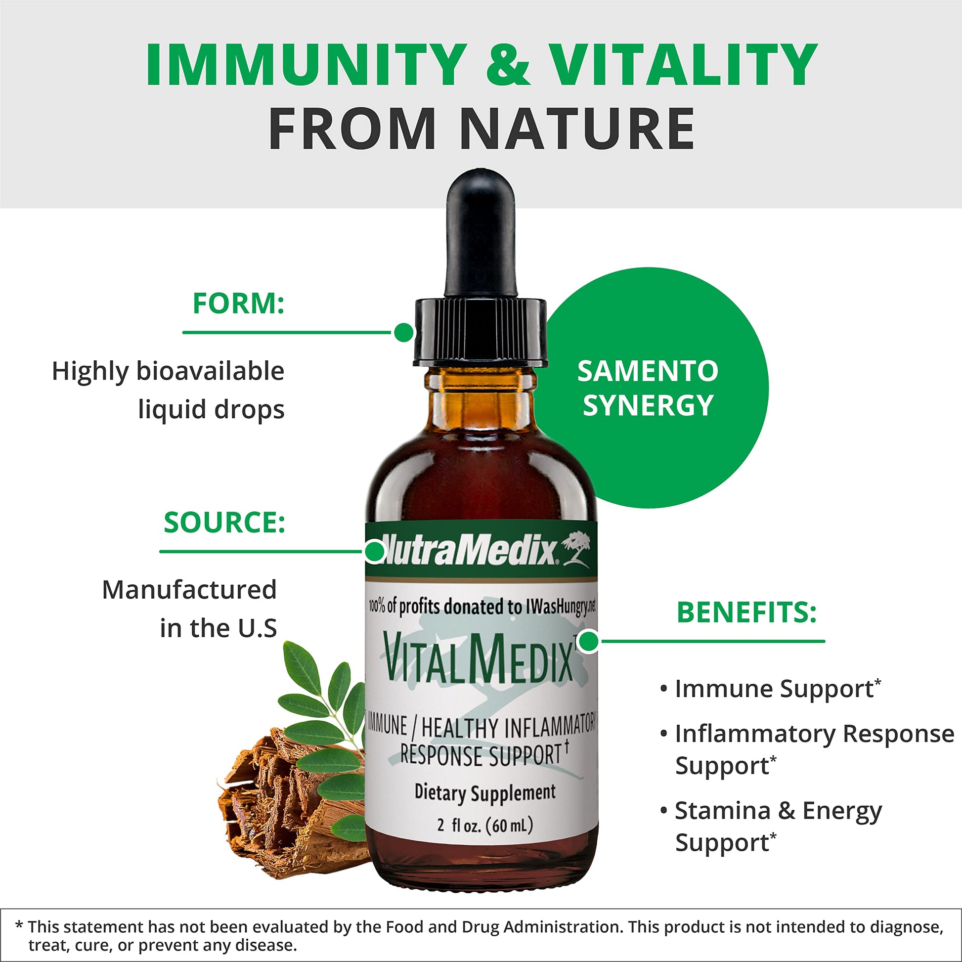 NutraMedix VitalMedix - Cat's Claw & Moringa Plant Extract - Daily Energy Supplement for Immune Health & Overall Vitality - Rich in Vitamins & Minerals (2oz) NutraMedixBuy Supplements Australia