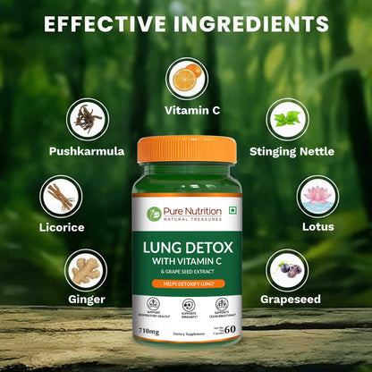 Pure Nutrition Lung Health Supplement | 60 Caps | Herbal Lung Support Formula with Quercetin, Vitamin C, Nettle, Vasaka Leaf, Lotus, Licorice & Ginger. PURE NUTRITION NATURAL TREASURESBuy Supplements Australia