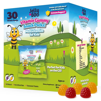 Kids Daily Multivitamin - Healthy Snacks For Kids – No Sugar, No Dyes, Monk Fruit Sweetened, Vegan, Gluten-Free- 100% Daily Value of Vitamins C, D3, Zinc Jelly.Boo