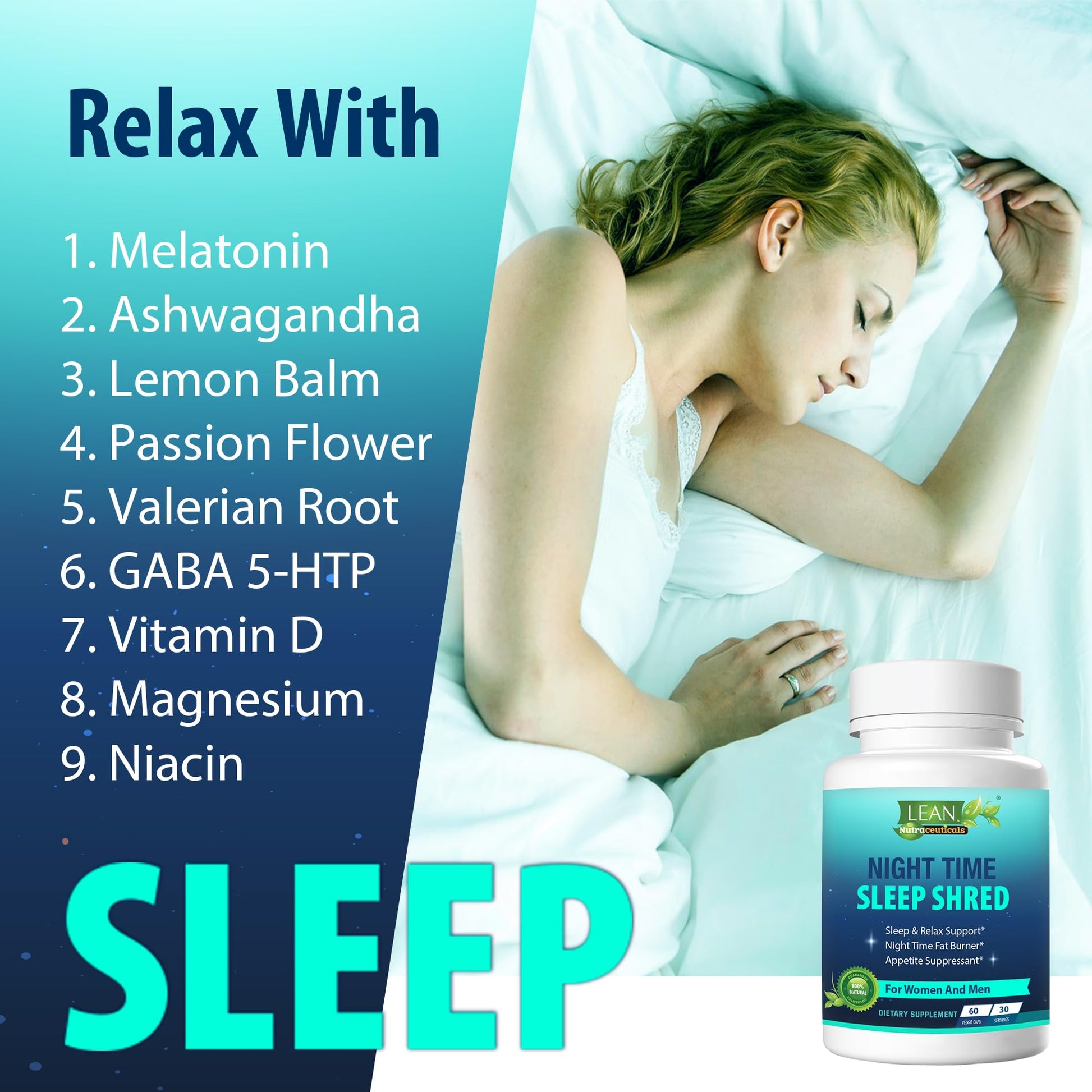 Night Time Sleep Shred Fast Fat Burner, Weight Loss Aid Pill, Appetite Suppressant Carb LEAN NutraceuticalsBuy Supplements Australia