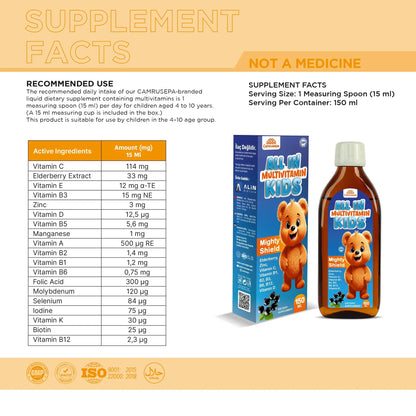 CAMRUSEPA All in Multivitamin Kids Syrup – Black Elderberry Flavored, Inositol, Zinc, Vitamin C, Daily Liquid Multivitamin CamrusepaBuy Supplements Australia