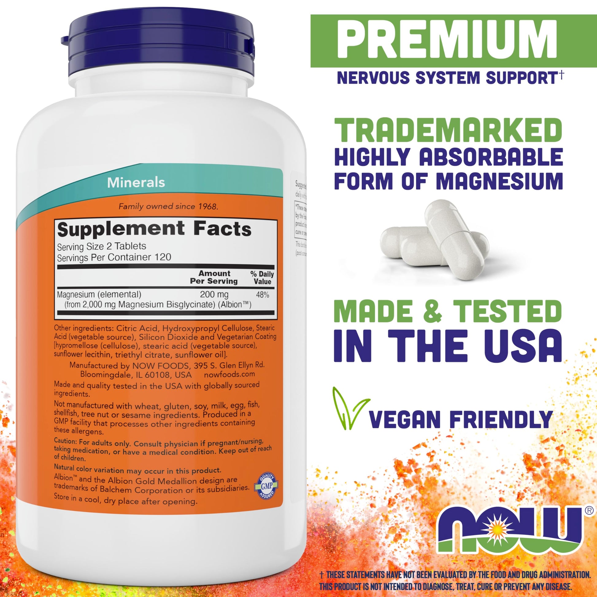 Now Foods Magnesium Glycinate, 240 Tablets - Supports Healthy Muscle and Nerve Functions - Non-GMO NOW FoodsBuy Supplements Australia