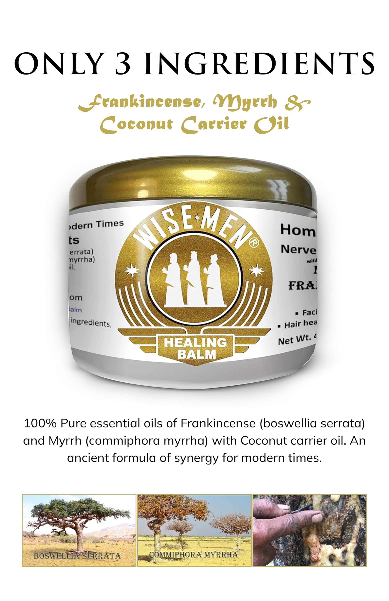 Wise Men Healing Balm with Myrrh and Frankincense Essential Oils for Soothing Nerve Relief Massage Wise MenBuy Supplements Australia
