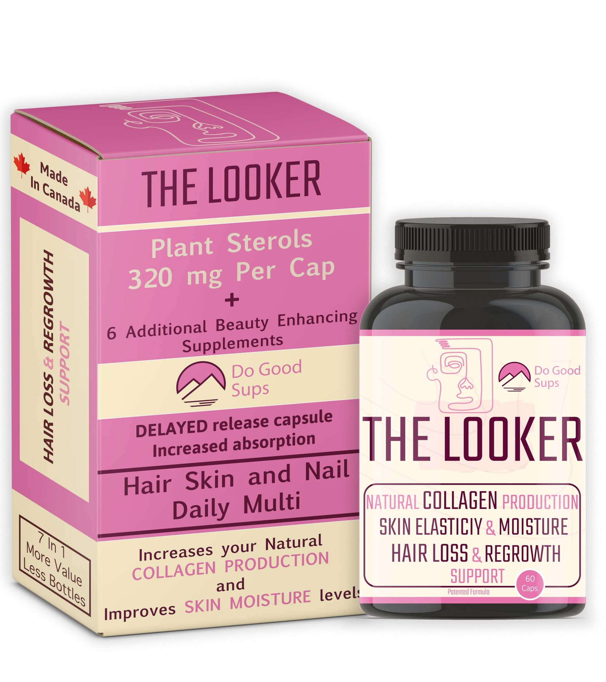Do Good Sups The Looker 60 Caps- Skin Hair and Nails Vitamins - Natural Collagen Production - Reduces Hair Thinning - Skin Elasticity - Skin Moisture - Plant Sterols Bromelain Zinc Vitamin E Selenium Do Good SupsBuy Supplements Australia