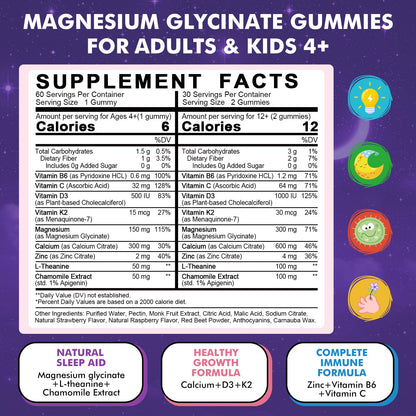 Magnesium Glycinate Gummies for Kids 4+ & Adults- Magnesium Glycinate 150/300 mg for Natural Sleep, Relaxation & Calm Support, Melatonin Free, Sugar Free Strawberry Flavor, 60 Ct LUCNVEMBuy Supplements Australia