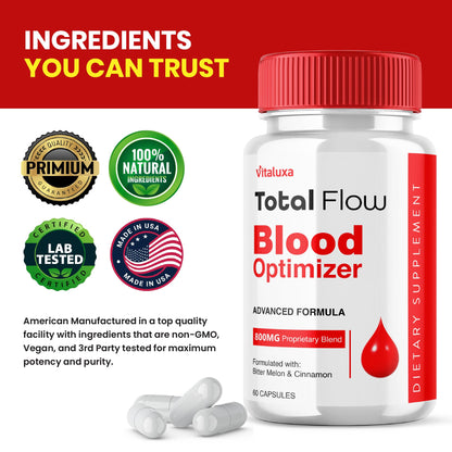 (2 Pack) Total Flow Blood Balance, TotalFlow Blood Support Capsules Supplement Advanced Formula All Natural Optimizer Maximum Strength Daily Health Wellness, TotalFlo Premium Blend Pills (120 Ct) VitaluxaBuy Supplements Australia