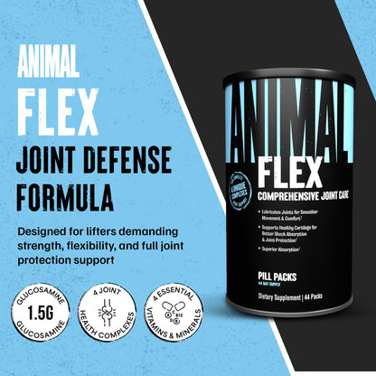 Animal Flex - Glucosamine Chondroitin Joint Supplement for Women and Men Discomfort with Turmeric, MSM, Boswellia for Cartilage, Joint Health, Muscles, Back, Knees, Shoulder, and Hip, 44 Packs AnimalBuy Supplements Australia