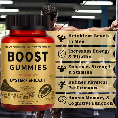 Rulinal Boost Alpha Gummies for Men | Oyster Shilajit Gummies for Adults | Enhances Strength & Immune Support | with Oyster, Shilajit, Vitamin B3, Maca Powder | Non-GMO & Vegan | 60 Gummies RulinalBuy Supplements Australia
