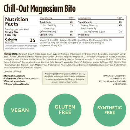 GEM Calm Bite | Supports Calm Mind & Clarity | Magnesium L-Threonate, Golden Chlorella, Lemon Balm | Holistic Non-Habit Forming | Gluten Free, Soy Free, Banana Cinnamon (7 Count) GEMBuy Supplements Australia