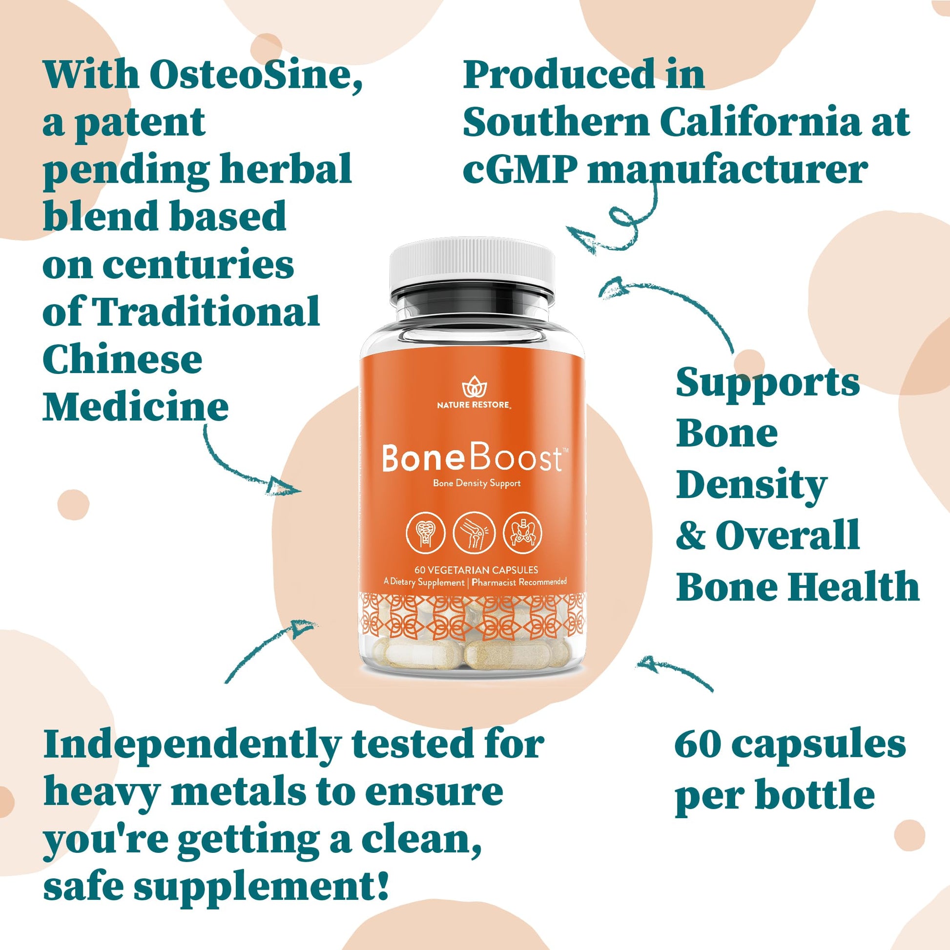 Nature Restore BoneBoost, Natural Bone Health Supplement, 60 Capsules, Manufactured in USA, Non GMO, Gluten Free Nature RestoreBuy Supplements Australia
