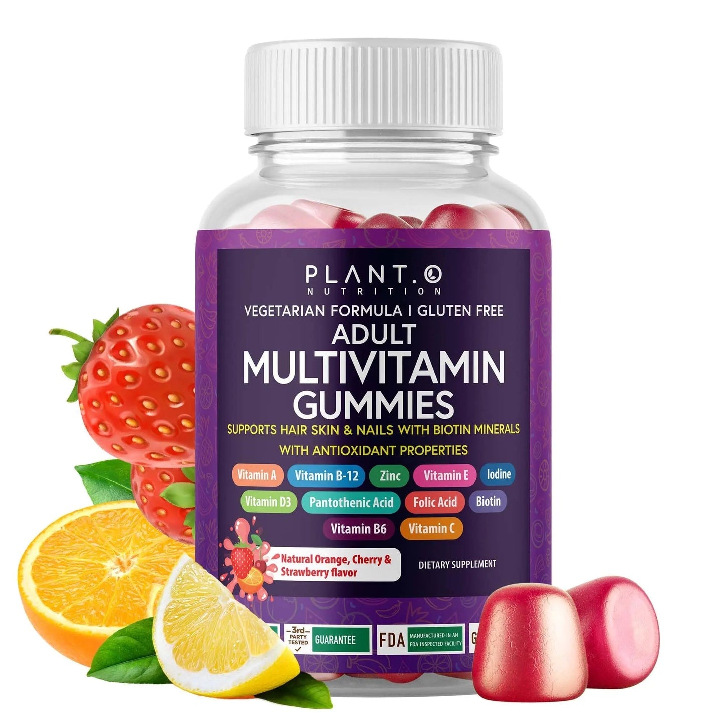 Complete Multivitamin Gummies for Adults – All-in-One Blend of Vitamin A B C D E Zinc and Biotin - Adult Vitamin Gummy for Energy and Immunity PLANT.O NUTRITION