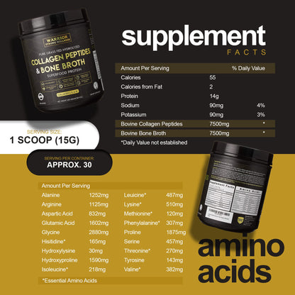 Warrior Strong Wellness Premium Collagen Peptides Bone Broth: Grass Fed Hydrolyzed Warrior Strong WellnessBuy Supplements Australia
