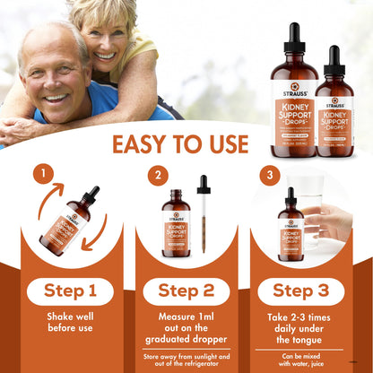 Strauss Naturals Kidney Support Drops – Herbal Kidney Support Supplement for Men and Women – Helps with Kidney Health and Urinary Tract Function – Vegan & Non-GMO – Spearmint Flavored – 100 ml Bottle Strauss HeartdropsBuy Supplements Australia