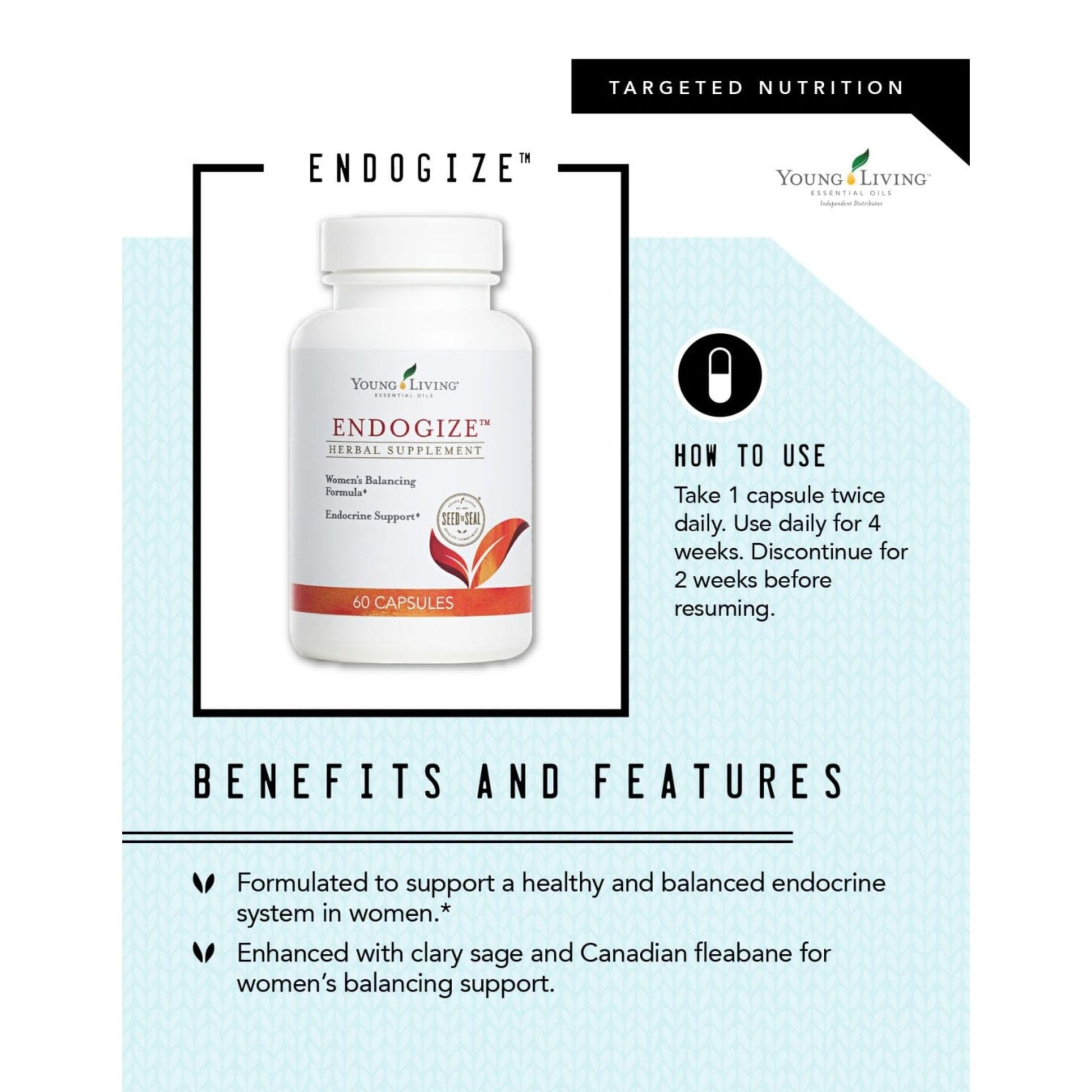 Young Living - EndoGize 60 Capsules | Hormonal Health & Endocrine System Support with Essential Oils | Daily Herbal Supplement for Women's Wellness & Balancing Formula Young LivingBuy Supplements Australia