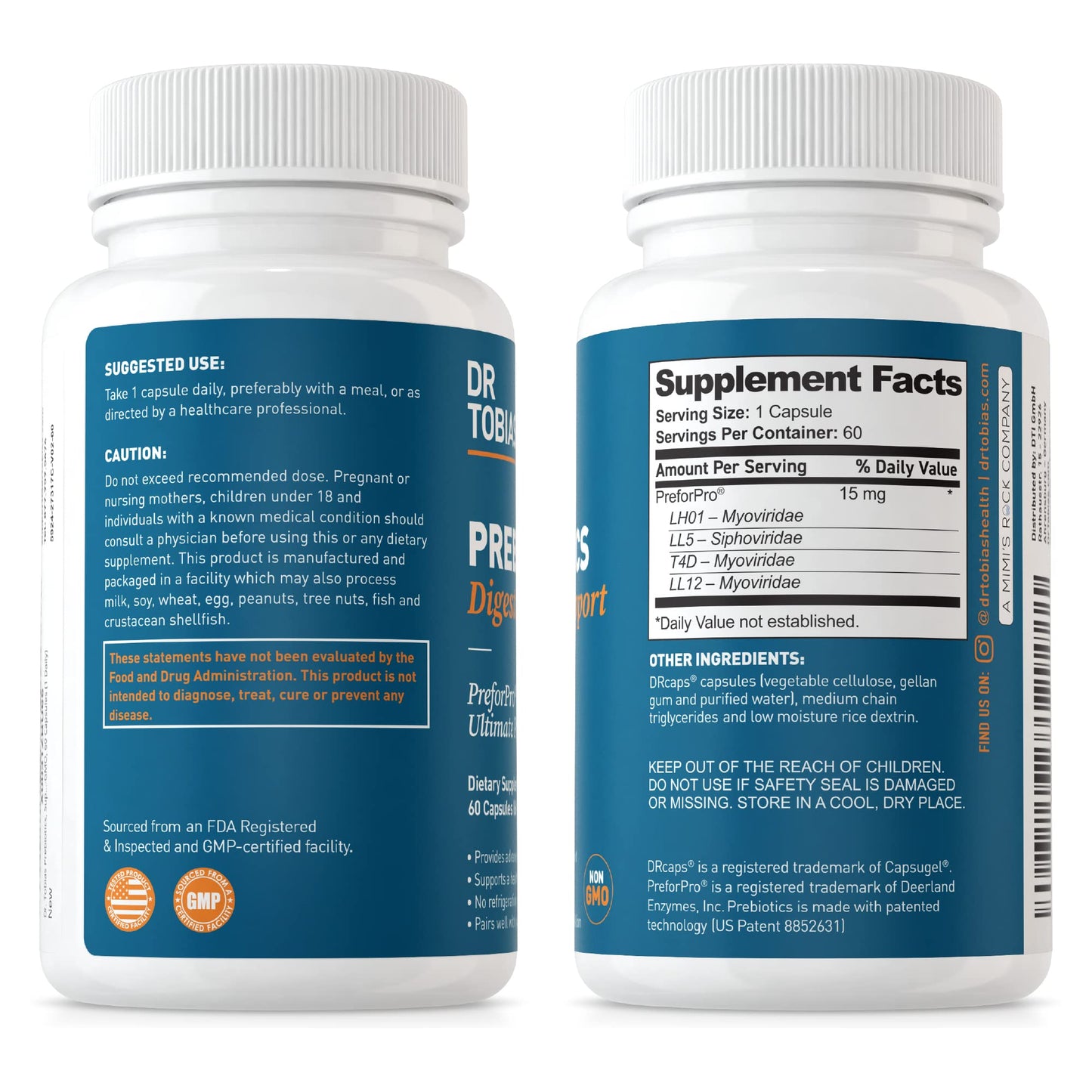 Dr. Tobias Prebiotics, Supports Digestion & Gut Health, Feed Good Probiotic Bacteria Dr. TobiasBuy Supplements Australia