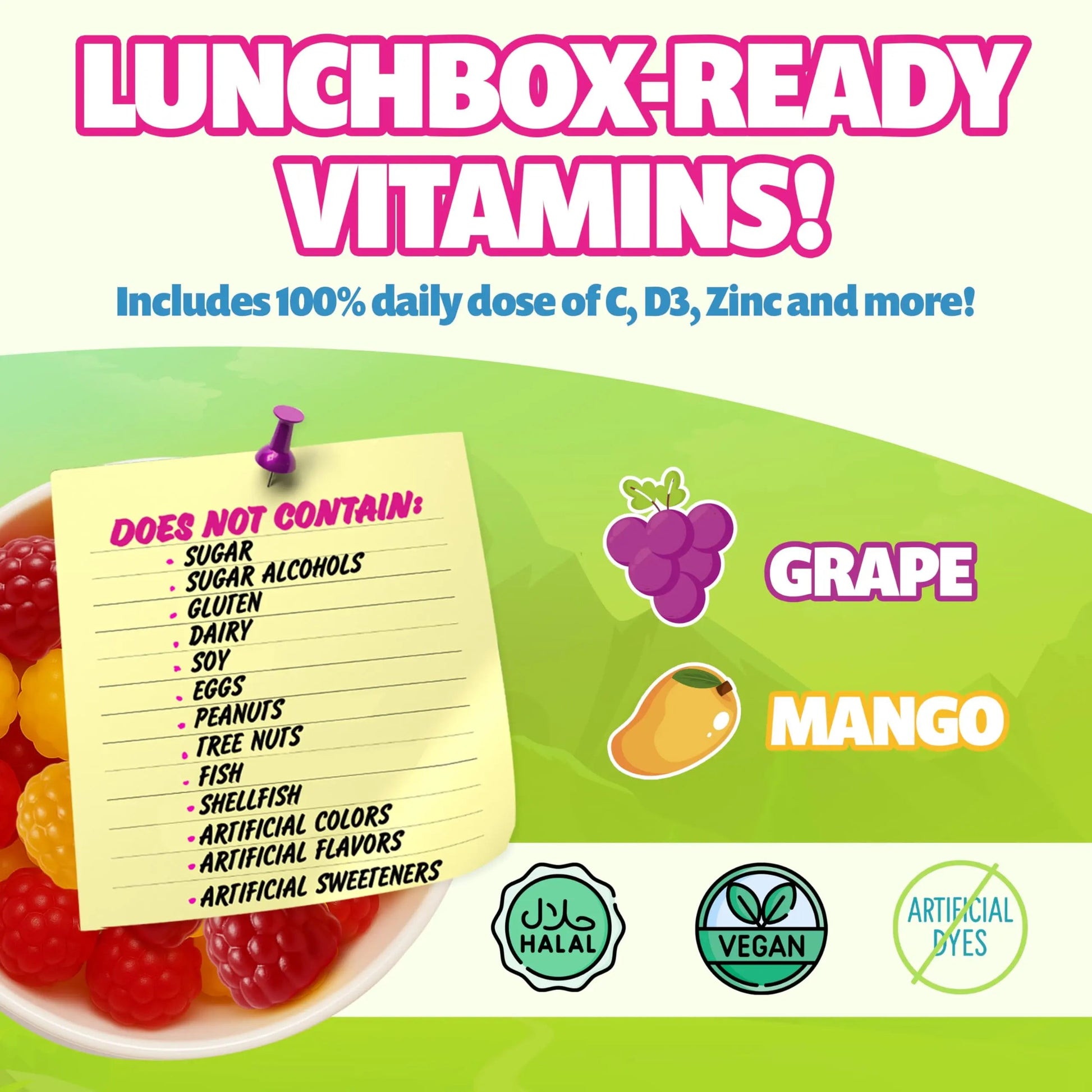 Kids Daily Multivitamin - Healthy Snacks For Kids – No Sugar, No Dyes, Monk Fruit Sweetened, Vegan, Gluten-Free- 100% Daily Value of Vitamins C, D3, Zinc Jelly.Boo