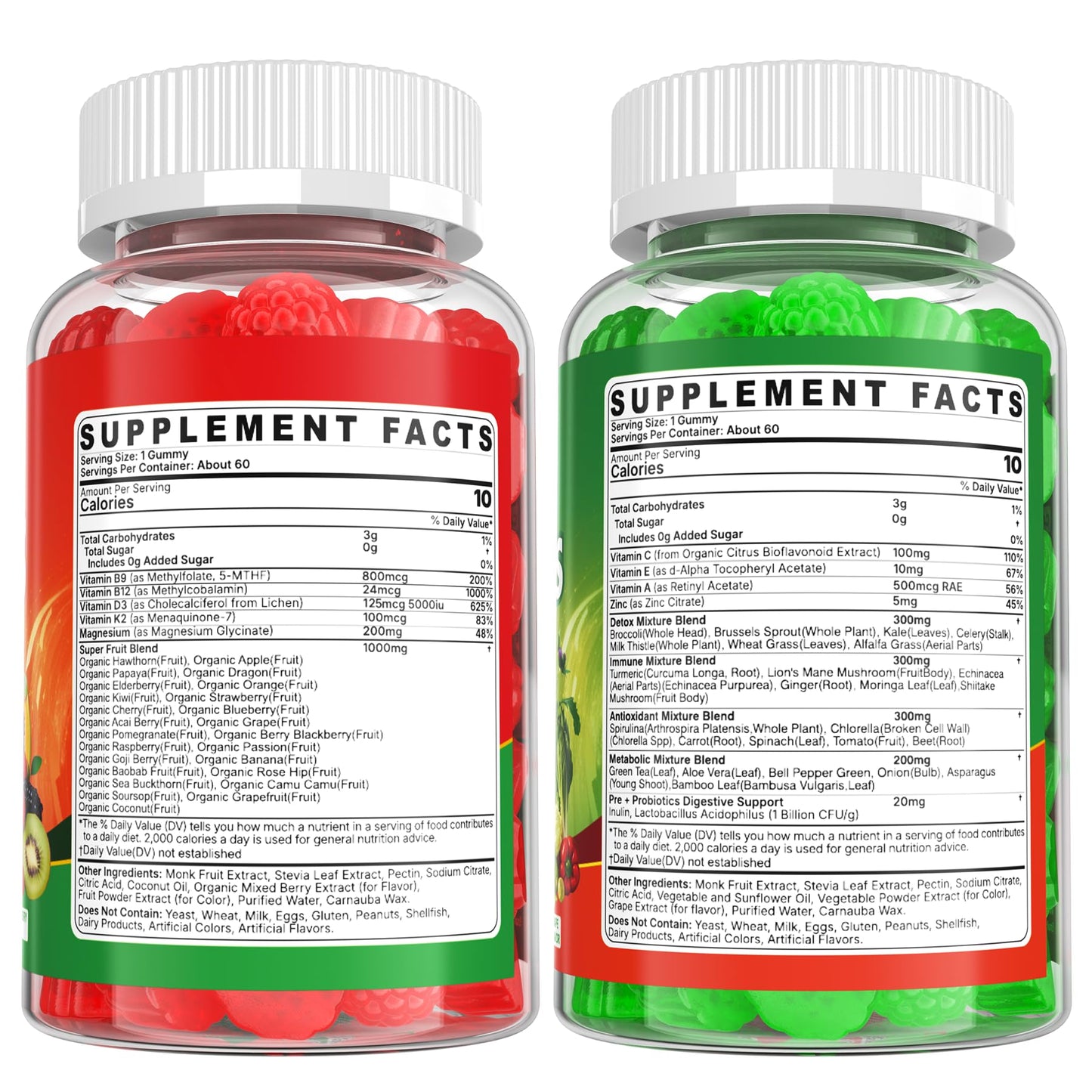 Super Greens Gummies, Daily Green Superfood Supplement w/Spirulina, Chlorella, Mushrooms, Probiotics, Multivitamins, 50+ Super Greens & Veggies Gummies to Boost Immunity, Energy & Gut Health, 120cts EnvyCureBuy Supplements Australia