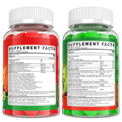 Super Greens Gummies, Daily Green Superfood Supplement w/Spirulina, Chlorella, Mushrooms, Probiotics, Multivitamins, 50+ Super Greens & Veggies Gummies to Boost Immunity, Energy & Gut Health, 120cts EnvyCureBuy Supplements Australia
