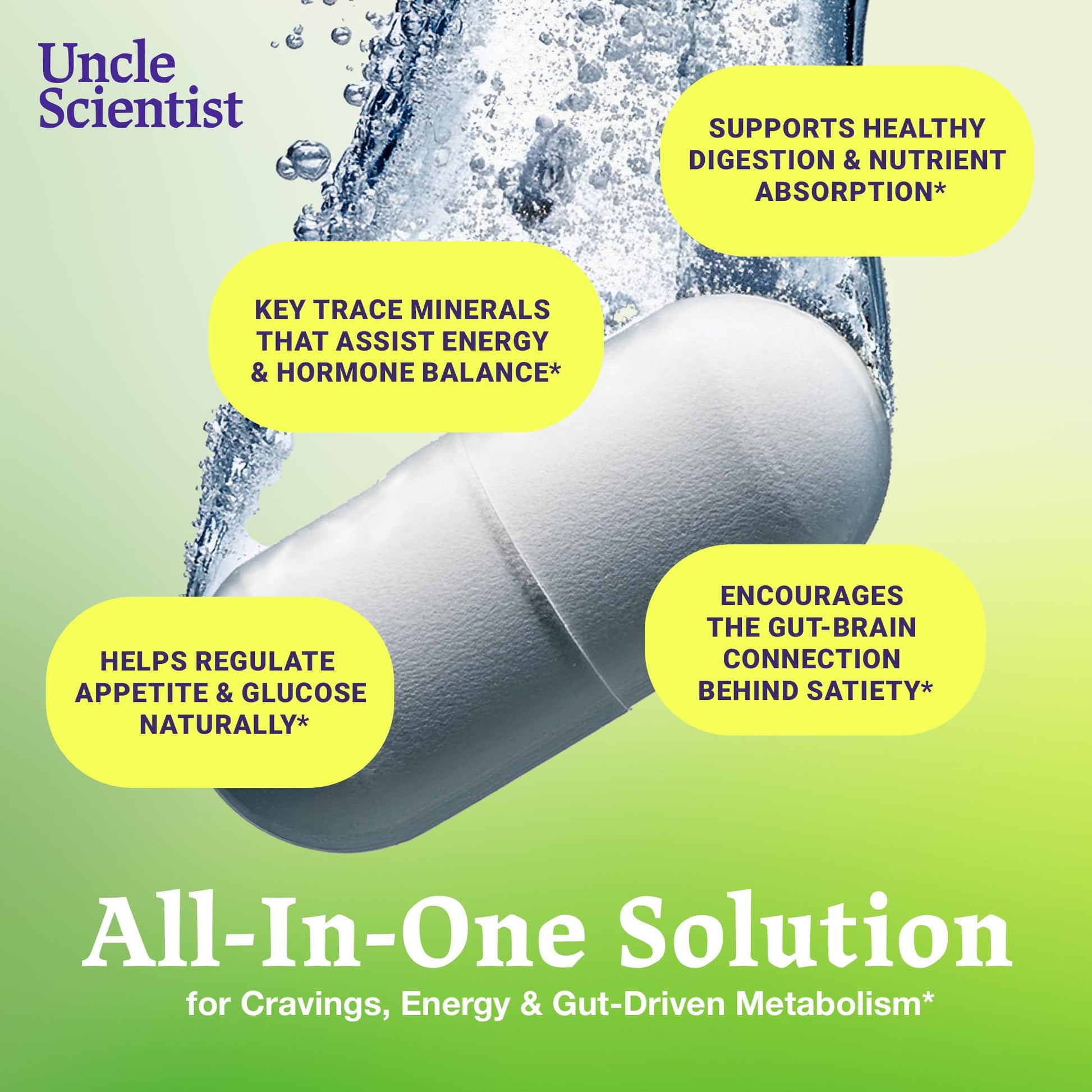 Uncle Scientist GLP-1 Probiotic Dietary Supplement, Supports Healthy Appetite and Metabolic Function - Chromium, Green Tea, Cinnamon, Probiotics & Herbal Blend, 60 Capsules (30-Day Supply) Uncle ScientistBuy Supplements Australia