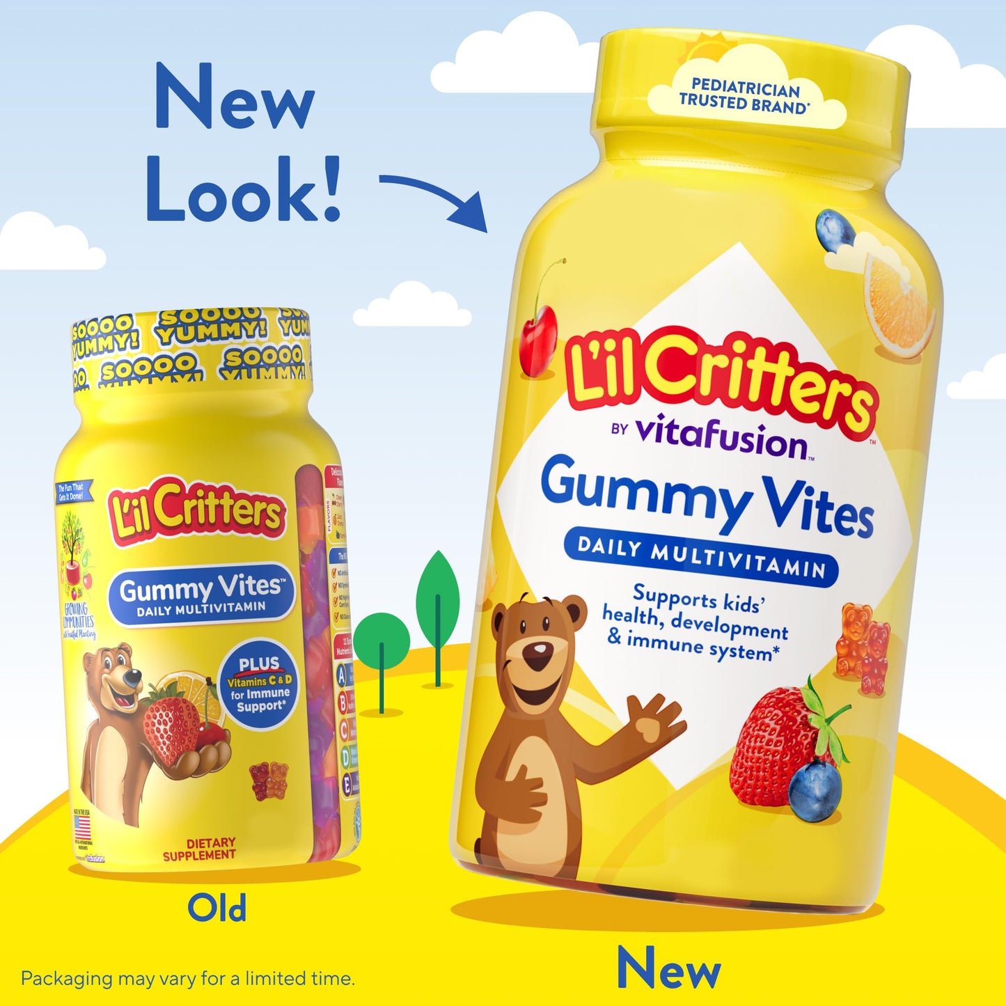 L'il Critters Gummy Vites Daily Kids Multivitamins Assorted Fruit Flavors for Ages 2+ Toddlers & Kids, Gummy Vitamin with Vitamin C and D