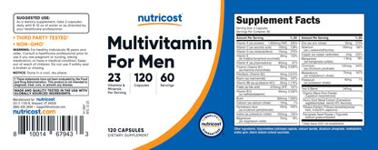 Nutricost Multivitamin for Men 120 Capsules - Vitamins and Minerals for The Healthy Man NutricostBuy Supplements Australia