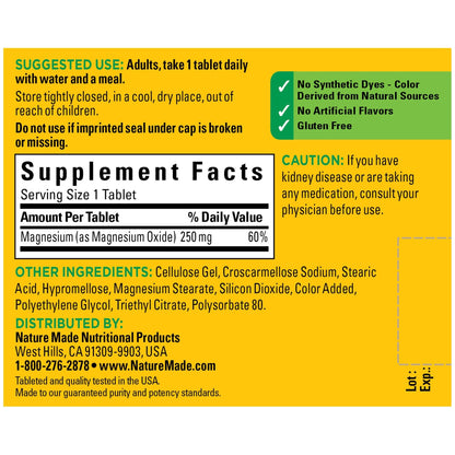 Nature Made Magnesium Oxide 250 mg, Dietary Supplement for Muscle, Heart Nature MadeBuy Supplements Australia