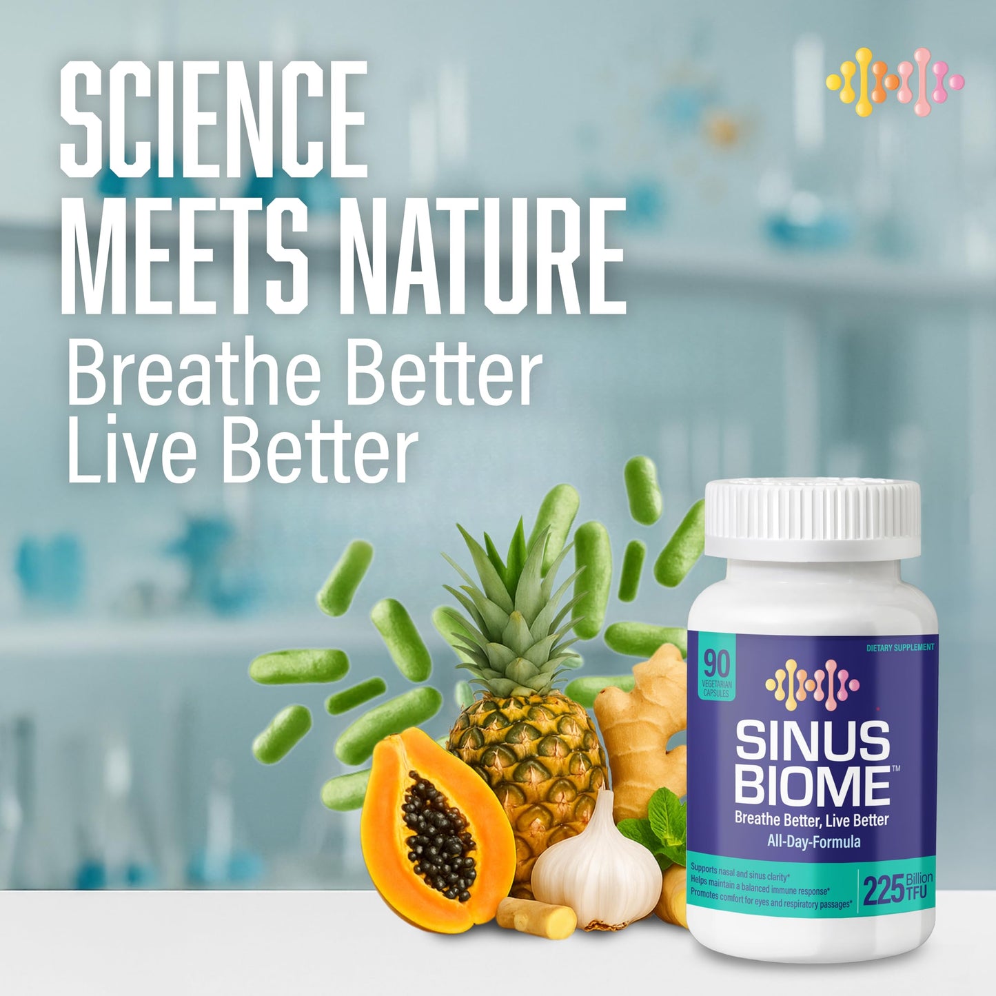 NANOWELL Sinus Biome All-Day Formula Dietary Supplement, 90 Vegetarian Capsules, 225 Billion TFU for Nasal, Sinus, Respiratory Support NANOWELLBuy Supplements Australia