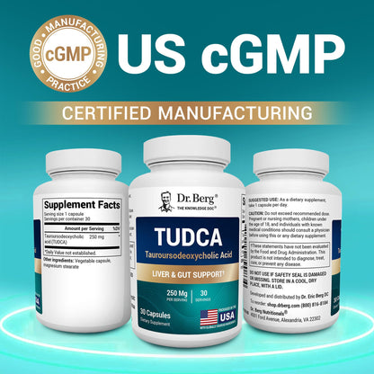 Dr. Berg TUDCA Supplement (Tauroursodeoxycholic Acid) - Powerful Formula for Liver Health, Bile Flow, Gallbladder Support