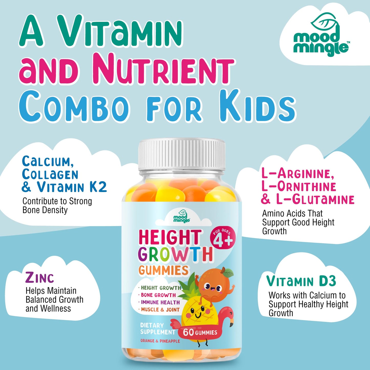 Height Growth Gummies Supplement - Kids Teens Height Increaser Maximizer Grow Taller Vitamins Mood MingleBuy Supplements Australia