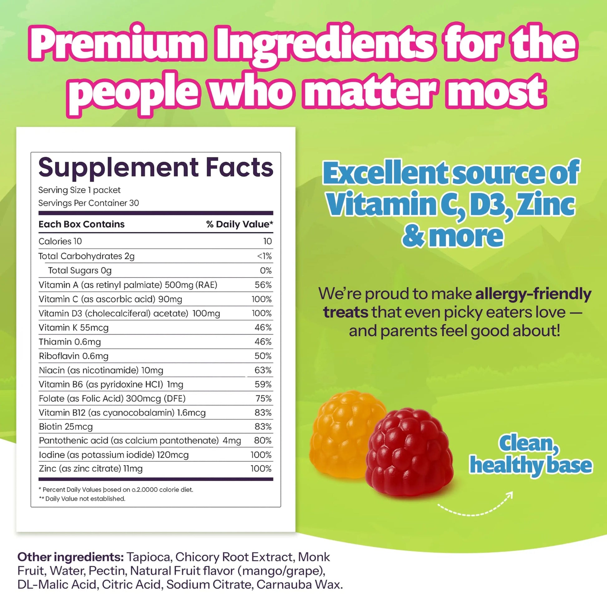 Kids Daily Multivitamin - Healthy Snacks For Kids – No Sugar, No Dyes, Monk Fruit Sweetened, Vegan, Gluten-Free- 100% Daily Value of Vitamins C, D3, Zinc Jelly.Boo