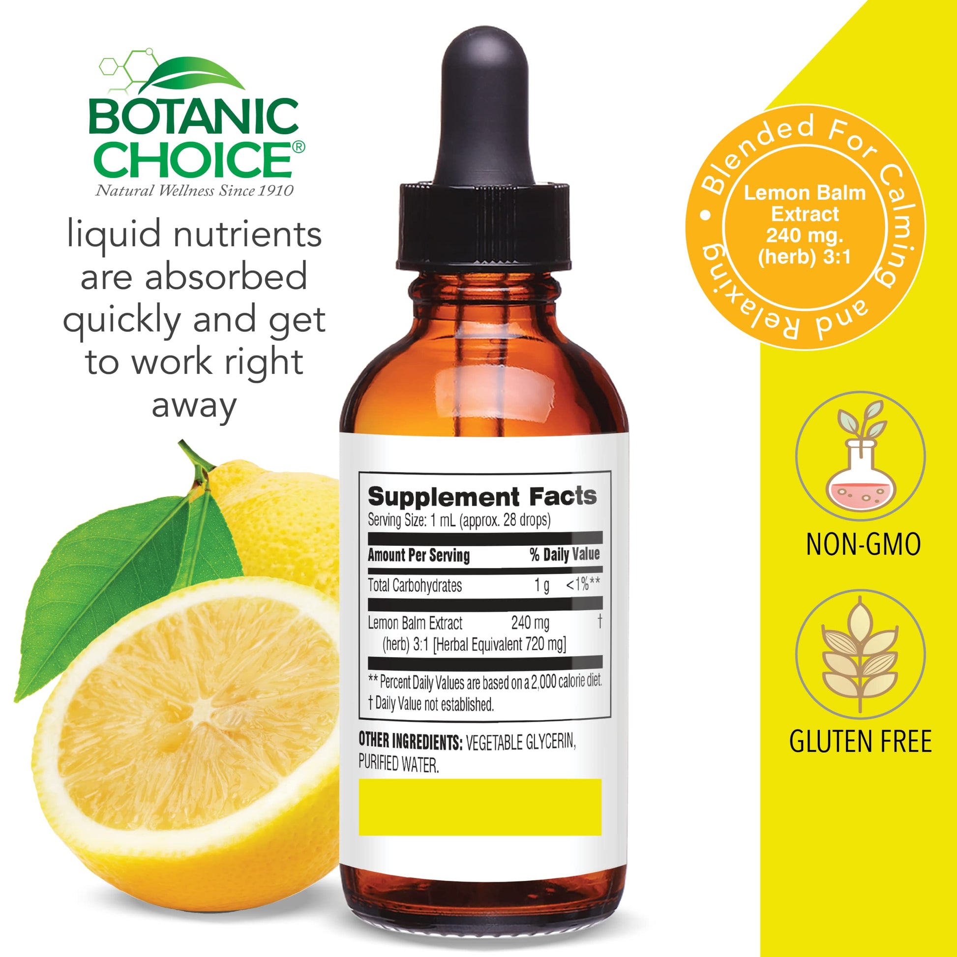 Botanic Choice Mega Fruits and Veggies Blend (60 Capsules) + Lemon Balm Tincture (1 fl oz) Bundle - Energy Balance & Superfood Supplement + Relaxation and Sleep Support Botanic ChoiceBuy Supplements Australia