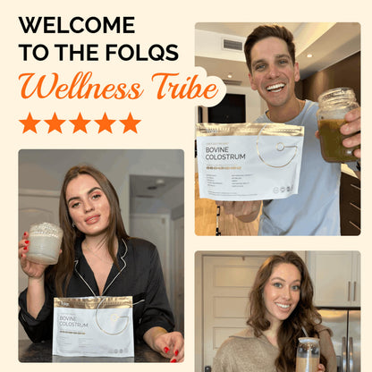 Folqs Bovine Colostrum Powder – First-Day Milking for Immune & Gut Support – 60 Servings – Supports Skin & Tissue Health – Made in USA - Amino Acids, Vitamins, Minerals – Kosher - Sustainably Sourced FolqsBuy Supplements Australia