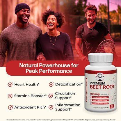 Socotra Health Beet Root Capsules - Made with Premium Organic Beetroot Powder for Heart Health, Circulation, Energy and Stamina Support - Non-GMO, Gluten-Free - 60 Vegan Capsules