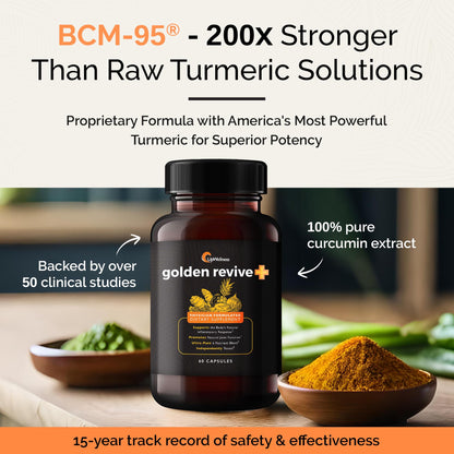 UpWellness Golden Revive + Joint Support Supplement Featuring Turmeric with Black Pepper, Quercetin, and Magnesium- Turmeric Boswellia Supplement - 6 Active Ingredients - 60 Capsules, 5 Pack UpWellnessBuy Supplements Australia