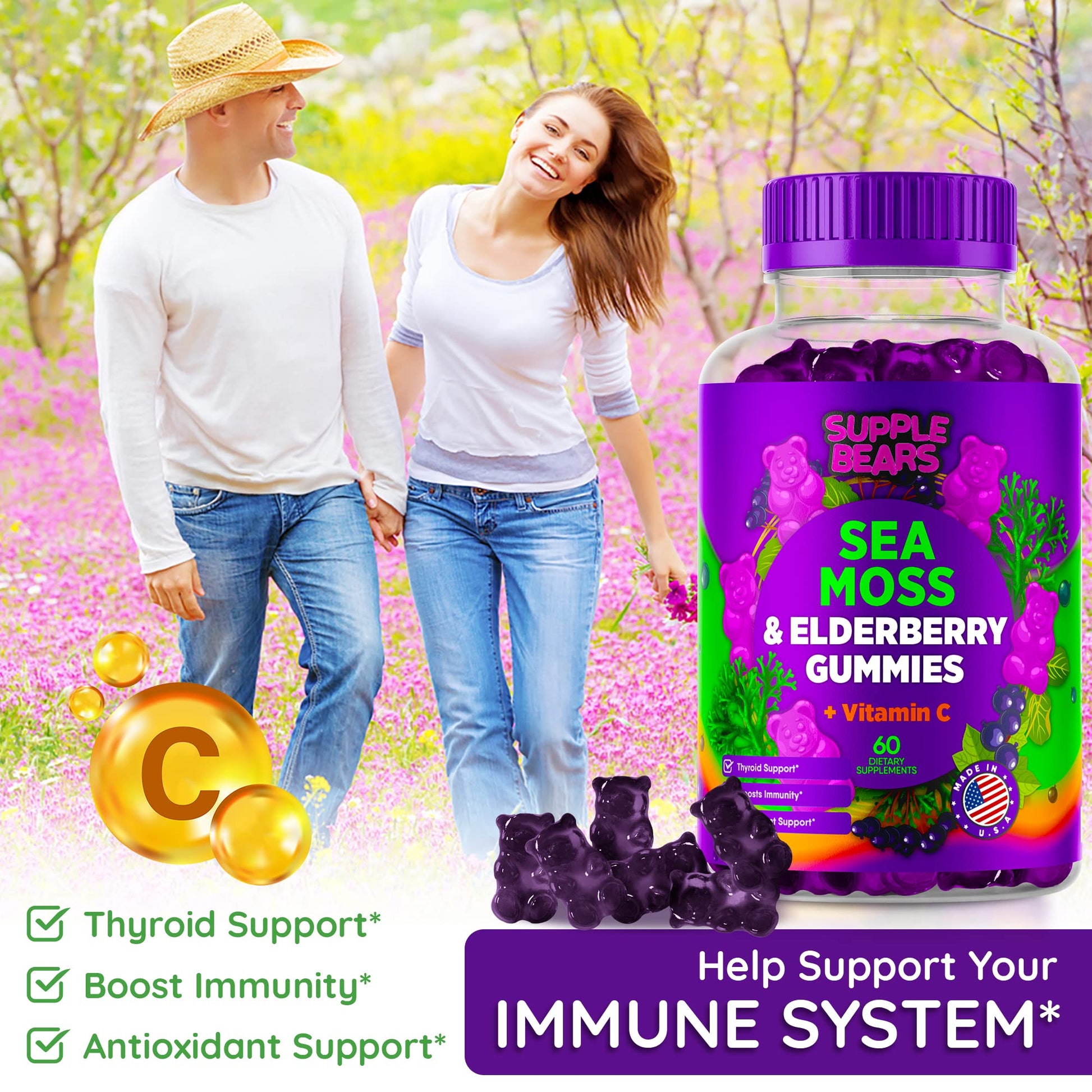 Supplebears Sea Moss Gummies & Elderberry - Vitamin C + Zinc – Extra Strength Immune SupplebearsBuy Supplements Australia