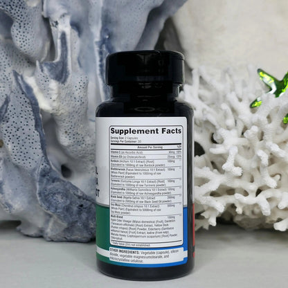 Oaks Nutrition Premium 15-in-1 Sea Moss Multivitamin with Black Seed Oil, Ashwagandha, Turmeric, Bladderwrack, Burdock, Elderberry Oaks NutritionBuy Supplements Australia