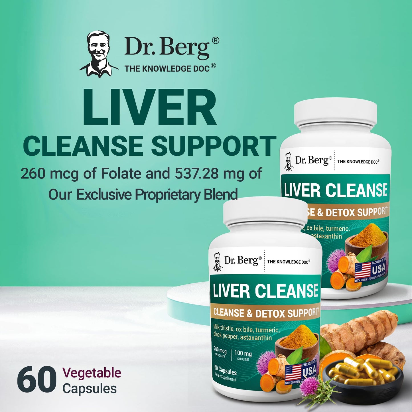Dr. Berg Liver Cleanse Detox Capsules w/Unique Blend of Milk Thistle, Ox Bile & Folate - Liver Supplement Includes Turmeric, Black Pepper & Choline - 60 Capsules Dr. Berg NutritionalsBuy Supplements Australia