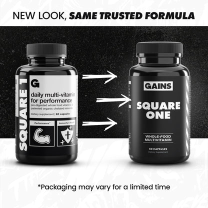 Gains in Bulk Square 1 Multivitamin and Mineral Supplement for Women and Men, Vitamins, Digestive Enzymes and Organic Minerals for Muscle Health, Performance and Immune Support, 90 Capsules GAINS IN BULK GAINSINBULK.COMBuy Supplements Australia