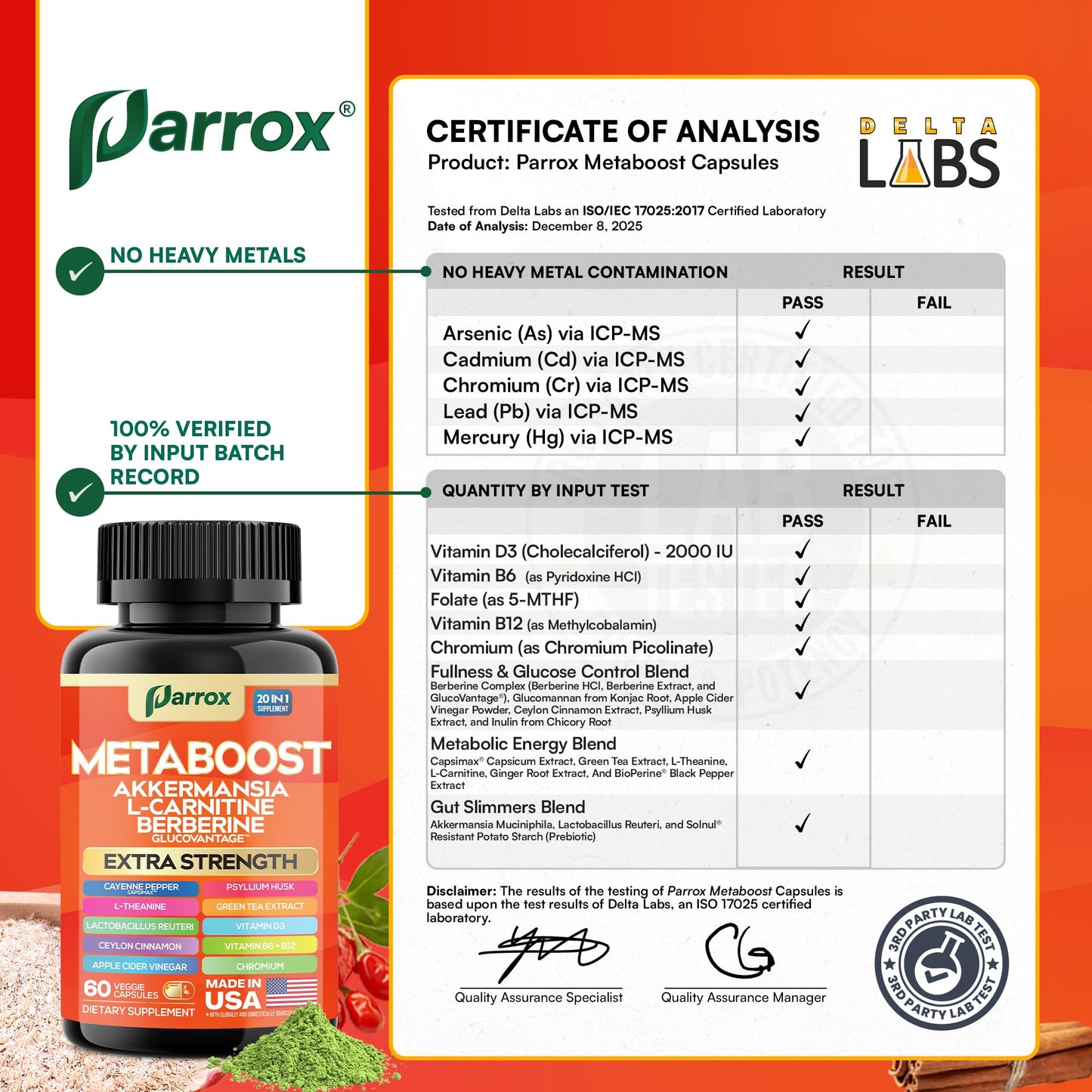 GLP-1 Booster Supplement, Akkermansia, L-Carnitine, Berberine (GlucoVantage), Methylfolate, Methylated B12, Chromium, Capsimax, Psyllium Husk, Probiotics Vitamins D3, B6, 20-in-1 Plant-Based (60 Caps) ParroxBuy Supplements Australia