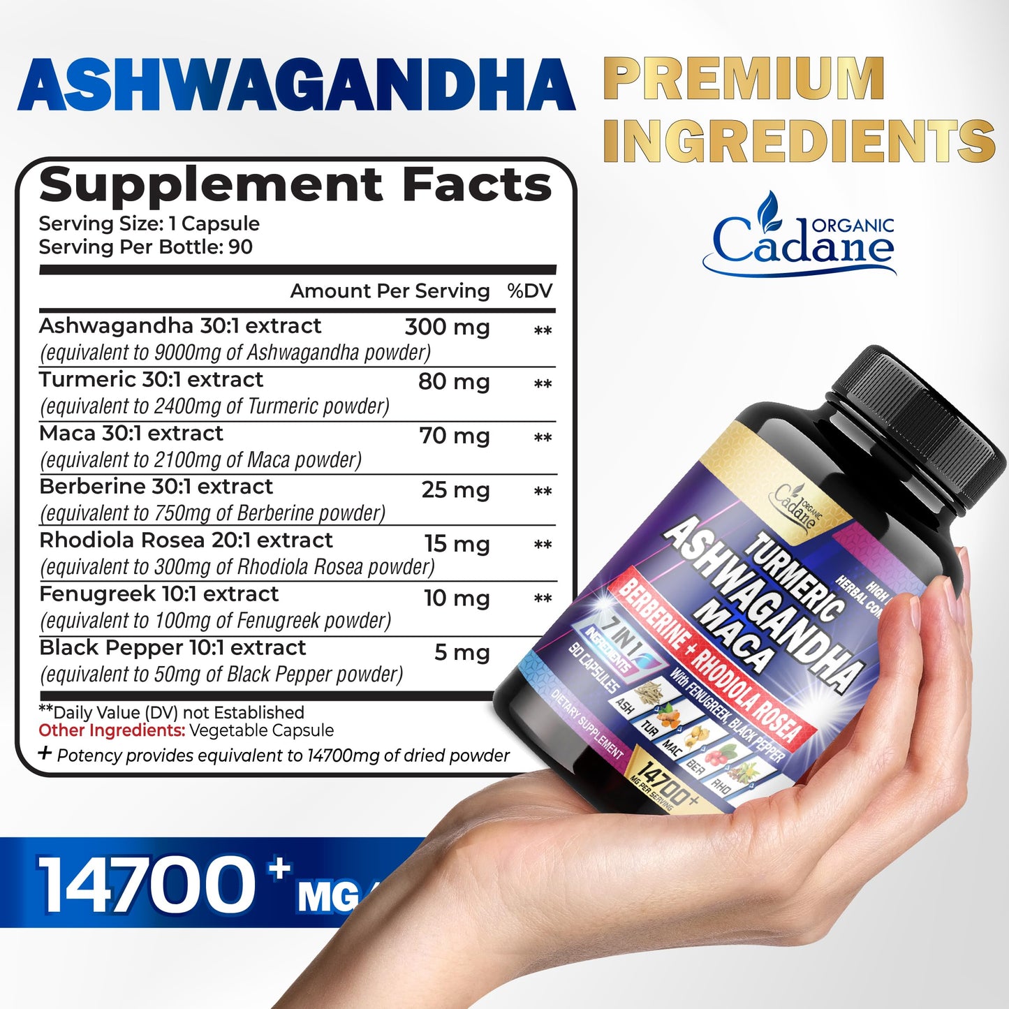 Ashwagandha Supplements 14700mg - Memory, Immune System & Strength Support Organic CadaneBuy Supplements Australia