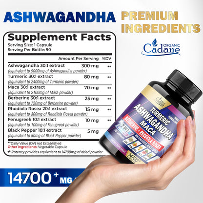 Ashwagandha Supplements 14700mg - Memory, Immune System & Strength Support Organic CadaneBuy Supplements Australia