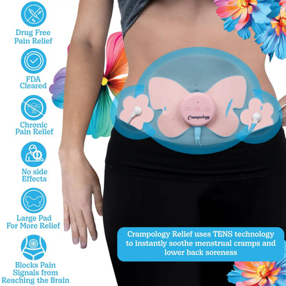 Crampology Relief Pink-Period Cramps Pain Relieving Device, Cramp Massager for Menstrual and Lower Back Ache, Reduces Endometriosis Discomfort, PMS TENS Unit, Wireless or Wired, Natural Cycle Support CrampologyBuy Supplements Australia