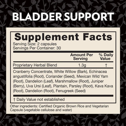 Crystal Star Bladder Support (60 Capsules) – Herbal Supplement for Healthy Bladder Function - Cranberry, Dandelion & Fenugreek - Helps Overactive Bladder and Incontinence - Non-GMO Crystal StarBuy Supplements Australia