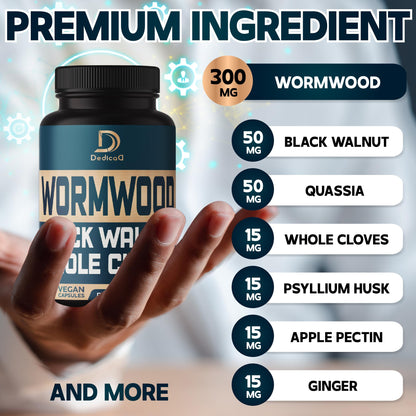 DEDICAD 12in1 Wormwood Black Walnut Clove Capsules - Immune, and Mood Support - 3 Month Supply - 90 Vegan Capsules DEDICADBuy Supplements Australia