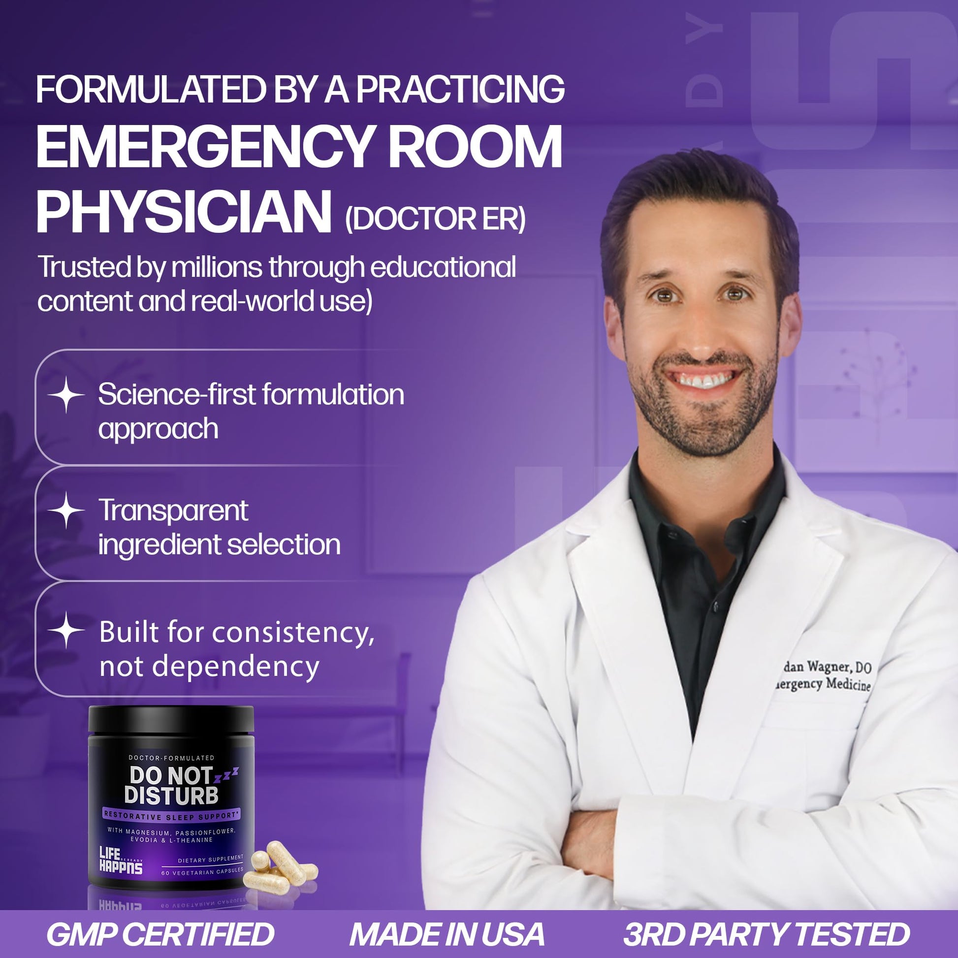 Doctor Formulated Triple Magnesium for Sleep, Calm & Relaxation with Chelated Magnesium Glycinate, L-Theanine, Passionflower & Evodia – Non-Habit, No Melatonin Magnesium Sleep Aid Support Supplement LIFE HAPPNS BE READYBuy Supplements Australia