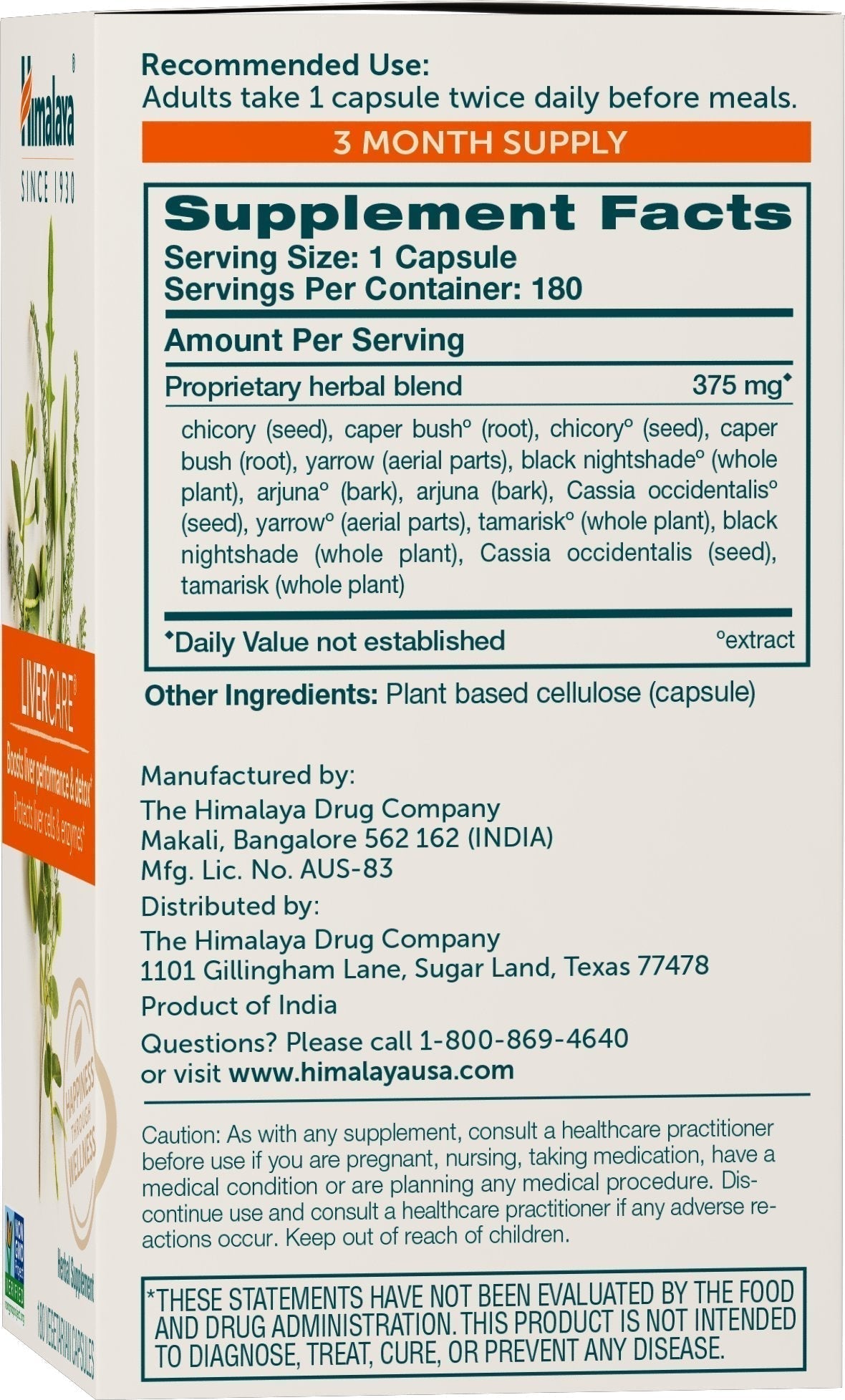 Himalaya LiverCare for Liver Cleanse and Liver Detox, 375 mg, 180 Capsules HimalayaBuy Supplements Australia