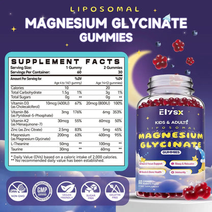 Elysx Kids Methylated Multivitamin Chewable & Liposomal Magnesium Glycinate 400mg Gummies, Immune & Brain, Muscle & Relax ElysxBuy Supplements Australia